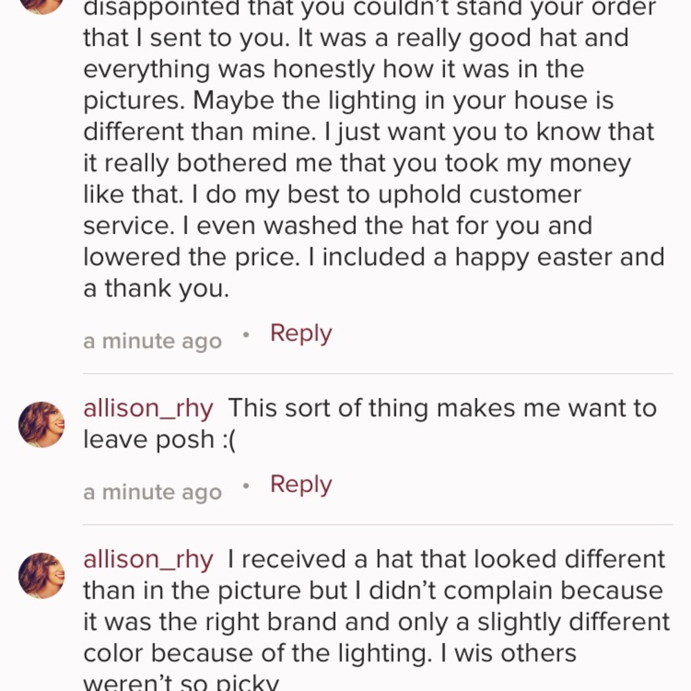 Negative posh experience